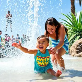 diversão entre pais e filhos no Wet’n Wild